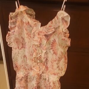 NWOT Pink Floral Misa Bambina Mini Dress /Ruffles Smocked Waist Size XS
